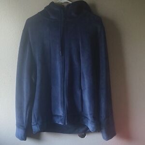 Time and Tru Women's Deep Blue Velour  Hooded Jacket